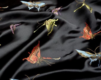 Black color brocade fabric, jacquard fabric, butterfly style fabric,