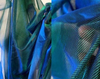 40%off-Blue green mesh fabric, soft mesh fabric, wedding mesh, cosplay dress fabric