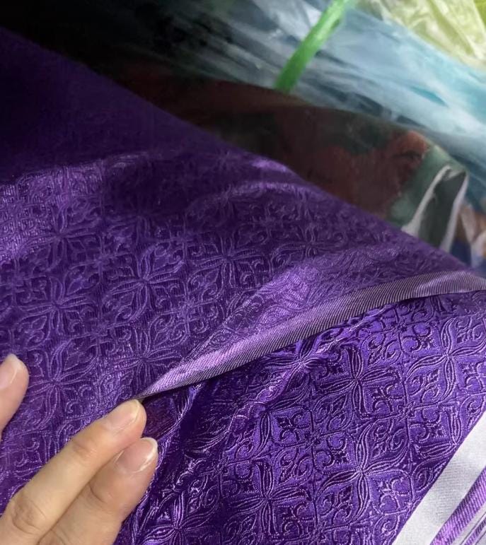 Purple / bronze gold color brocade fabric, jacquard fabric, Cosplay dress fabric, by the yard