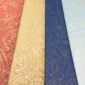 4 Color orange red/Navy blue/Light blue/Gold color Double-sides jacquard fabric with retro pattern, for Chair, Sofa Decor