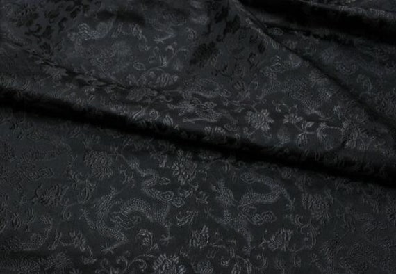 Black Brocade Fabric, Jacquard Fabric, Dragon Style Brocade Fabric