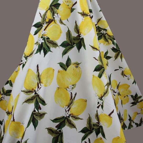 2 Color 100% cotton fabric with lemon style, white/black color cotton fabric, by the yard