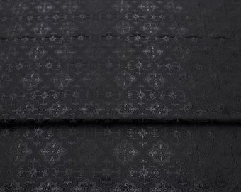 黒/紺色のブロケード生地、ジャカード生地、1ヤードあたり