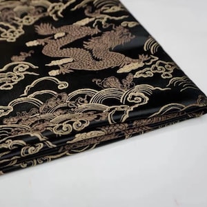 Black color with coffee gold dragon pattern brocade fabric, jacquard fabric, Cosplay dress fabric, by the yard-29inches/75cm wide