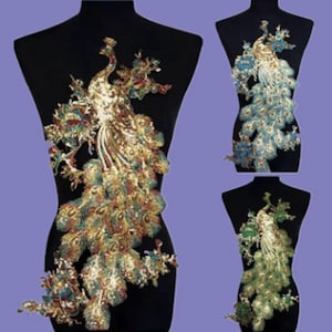 3 Farben Blau / Rot / Grün / Schwarz Pfau Aufnäher, Pailletten Pfau Aufnäher, Hochzeit Applikation, Dekor Applikation