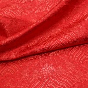 Red color brocade fabric, jacquard fabric, by the yard