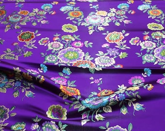 Spring dress fabric, black/purple color brocade fabric , flower jacquard fabric, cosplay dress fabric, by the yard