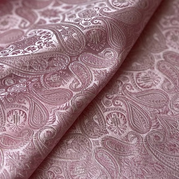 Light pink color brocade fabric,  jacquard fabric by the yard
