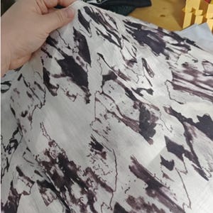 EN VENTA, Tela de lino y seda con estampado de pintura de tinta, tela para bodas, cortada a medida