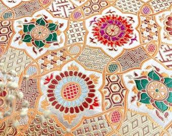 Colorful flower style brocade fabric, Chinese style jacquard fabric, wedding dress fabric,