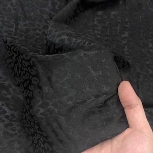 ON SALE,30%OFF-Summer fabric, pure black leopard print jacquard fabric,  satin fashion fabric, smooth fabric, lining fabric