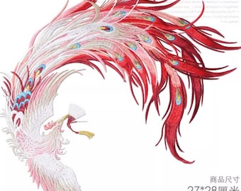 Aplique de fénix, aplique bordado de estilo chino, aplique decorativo para abrigo de boda, aplique decorativo para vestido de cosplay