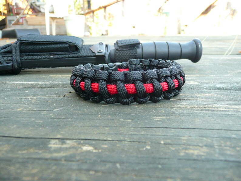 Thin Red Line Firefighter Paracord Survival Bracelet Cobra Etsy