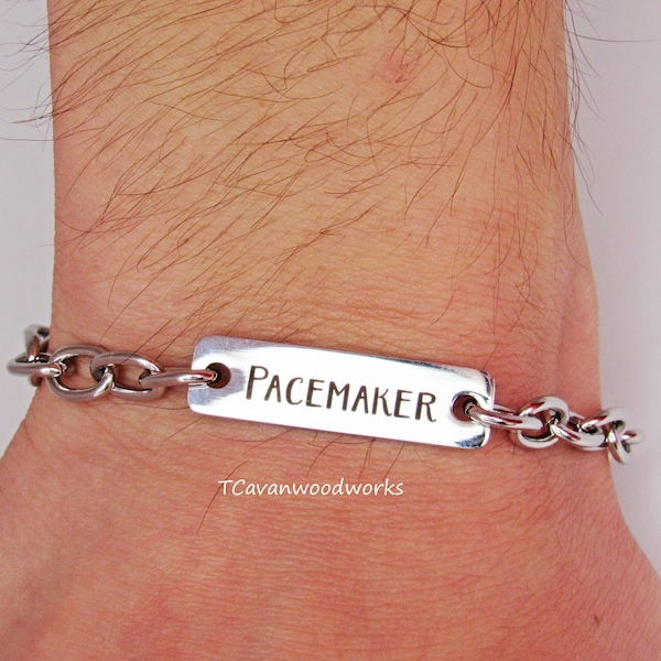 Pacemaker medical alert id bracelet stainless unisex men and women pacemaker jewelry pacemaker gifts heart patient medical alert bracelet