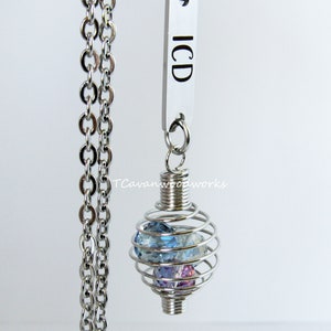 ICD id necklace ICD bar charm necklace icd medical alert pendant jewelry gifts stainless icd medical alert id necklace caged glass crystal