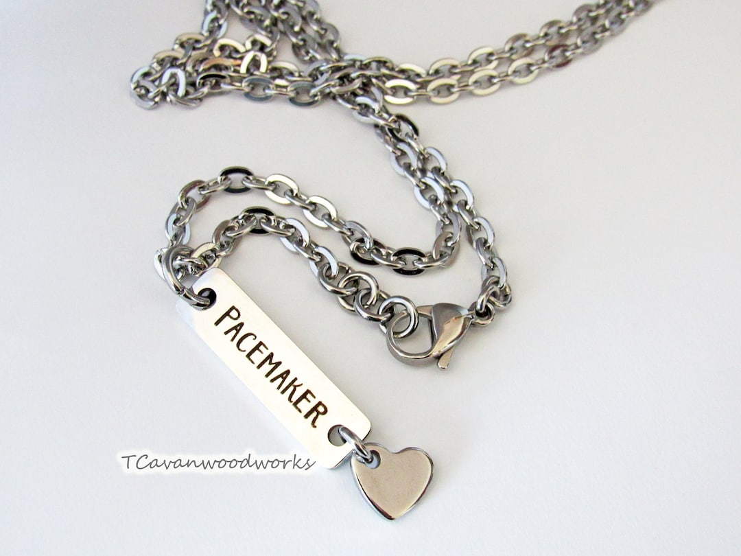 PACEMAKER NECKLACE STAINLESS Unisex Men and Women Heart Patient Medical Alert Id Necklace