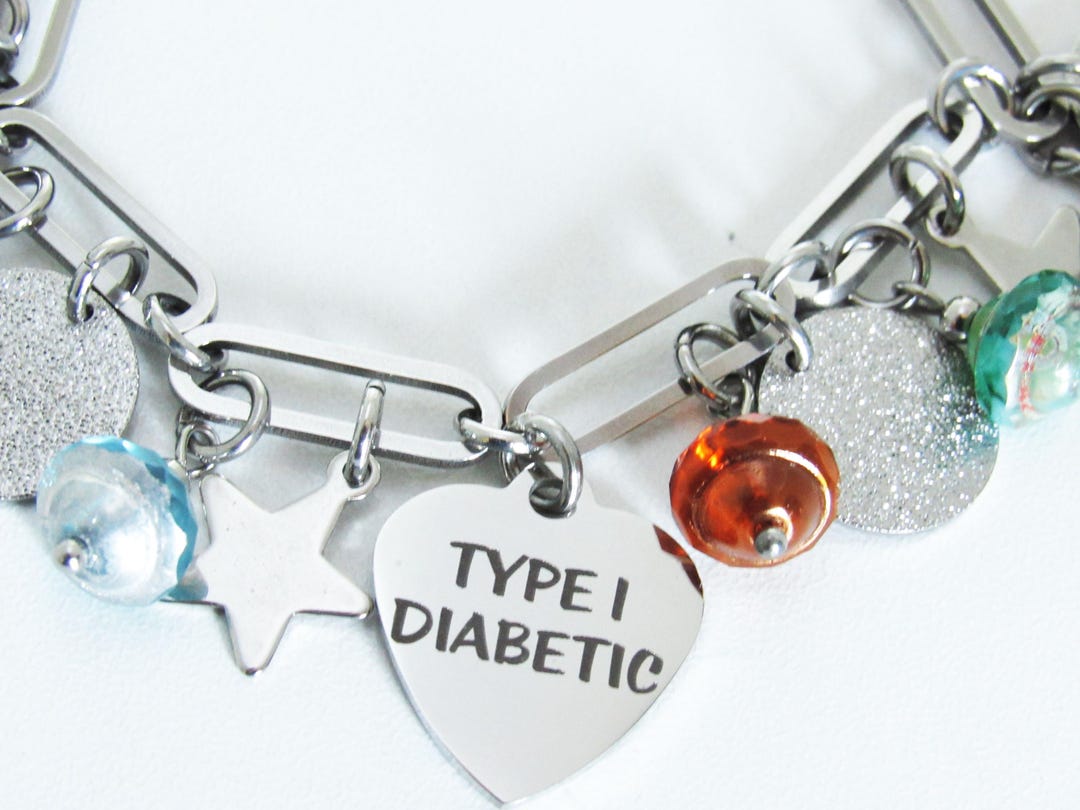 Type 1 Diabetic Medical Id Alert Charm Bracelet Stainless Celestial ...