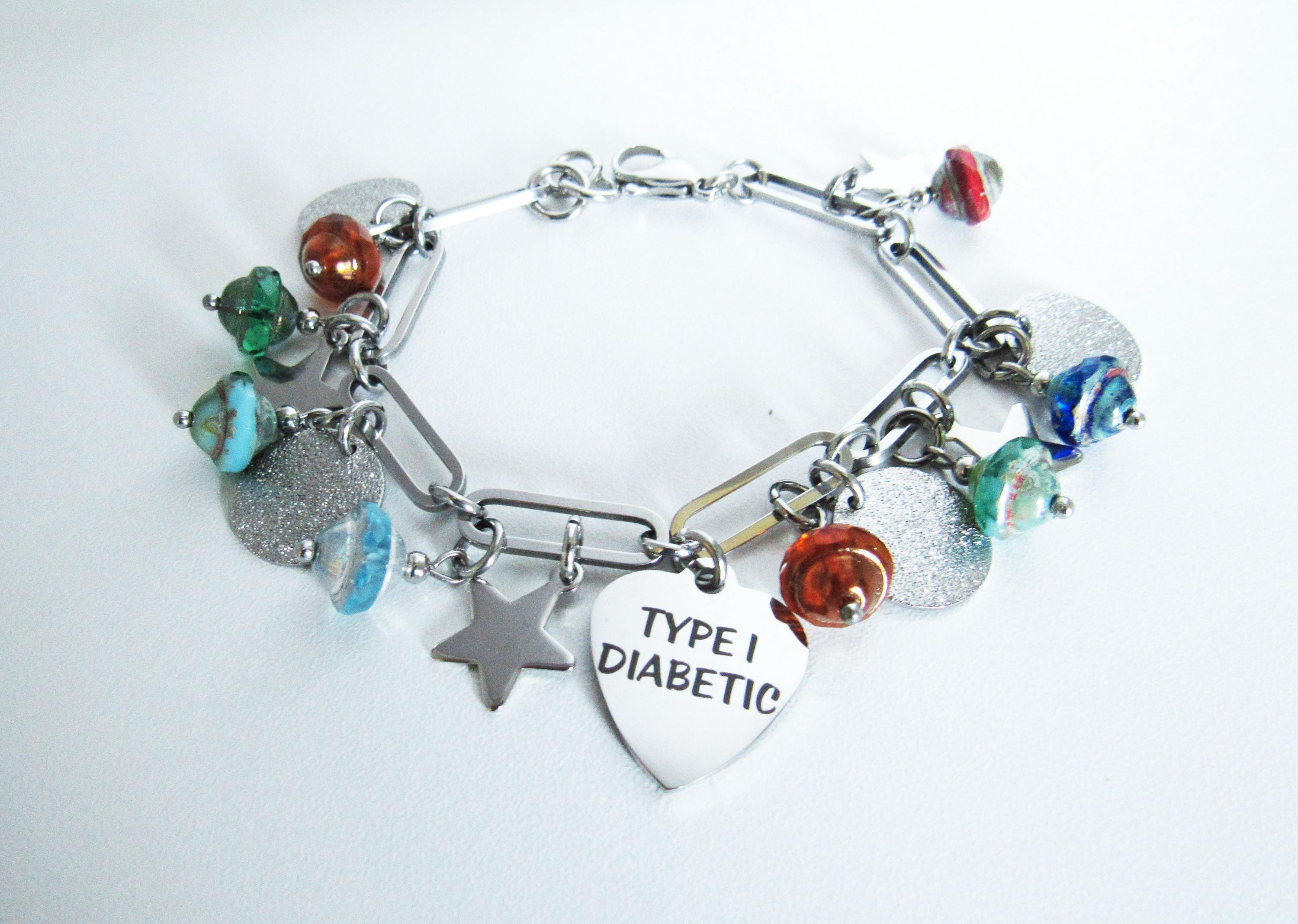 Type 1 Diabetic Medical Id Alert Charm Bracelet Stainless Celestial ...