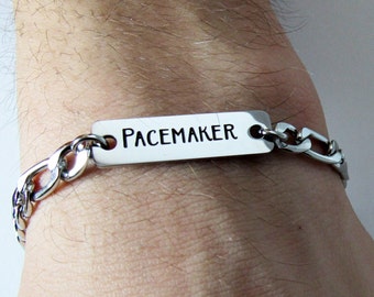 Pacemaker medical alert id bracelet stainless unisex men and women pacemaker jewelry pacemaker gifts heart patient medical alert bracelet id