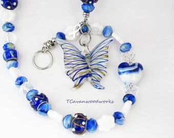 ALS Awareness suncatcher als mermorial gifts als butterfly glass bead suncatcher als hope cure gift als sympathy gifts als beaded glass blue