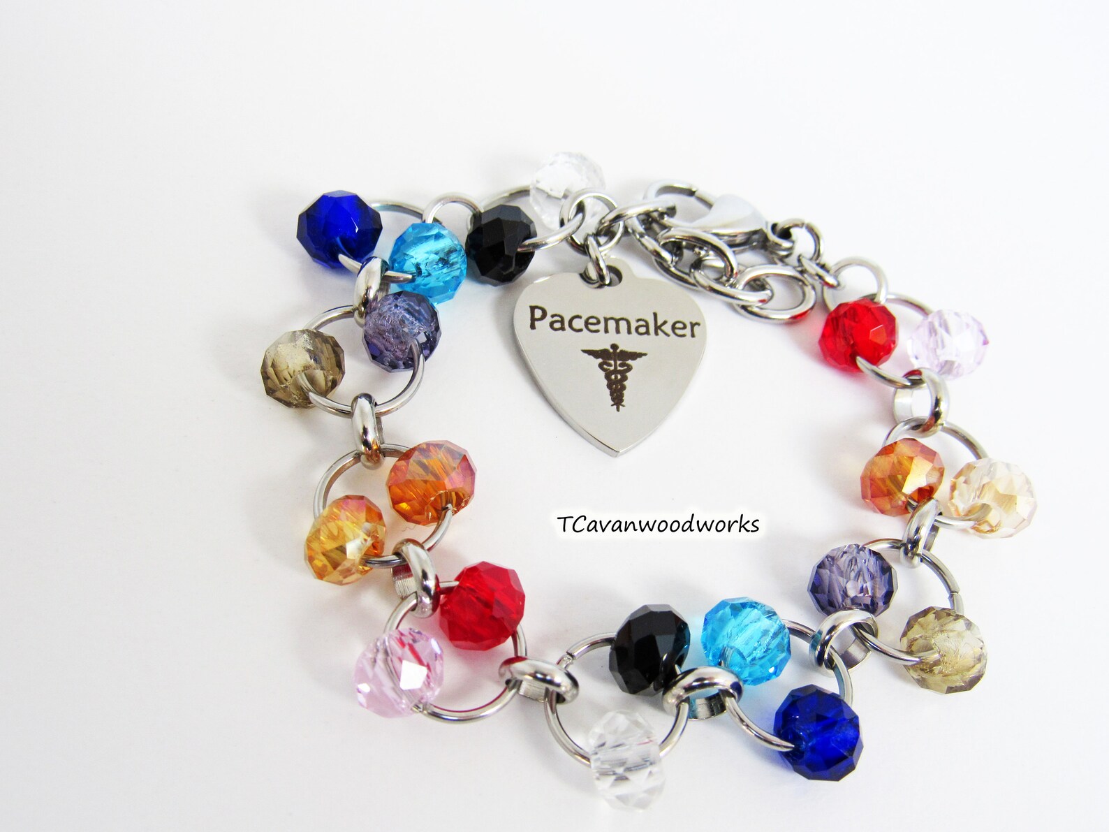 Pacemaker Heart Bracelet, Medical Alert Id Chainmail Style Beaded ...