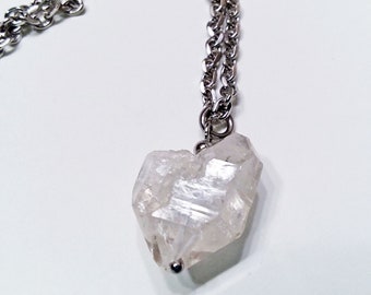 Unique asymmetrical large Herkimer diamond quartz crystal necklace Herkimer crystal jewelry gift Herkimer diamond pendant Sparkling herkimer