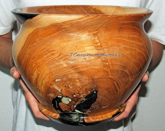 Hand turned wood art vessel sculpture black pearl white resin inlays highly figured unique woodgrain anniversary gift woodturning wood bowls