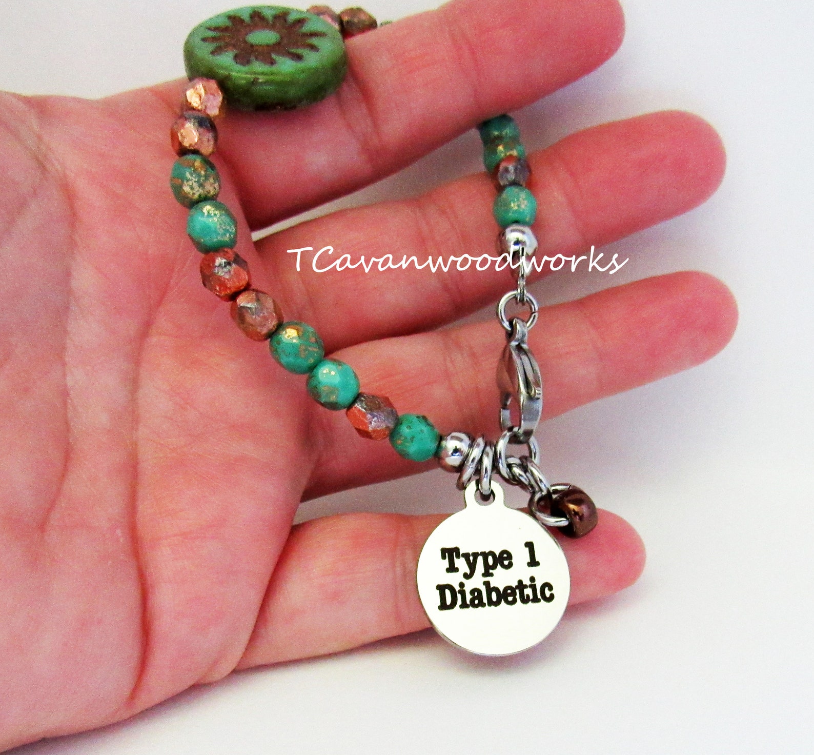 Type 1 Diabetic Medical Alert Bracelet Sun Medallion Large Etsy