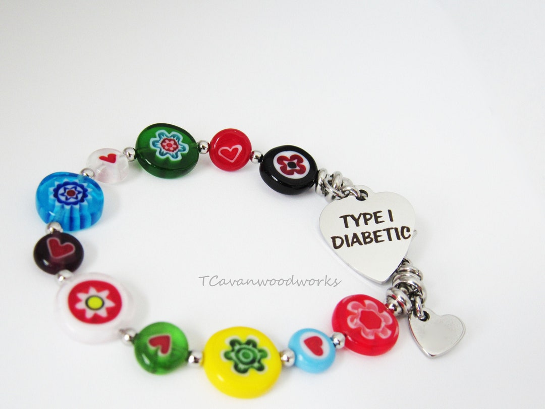 Type Diabetic Alert Bracelet T1diabetes Milliefiori Flower Heart