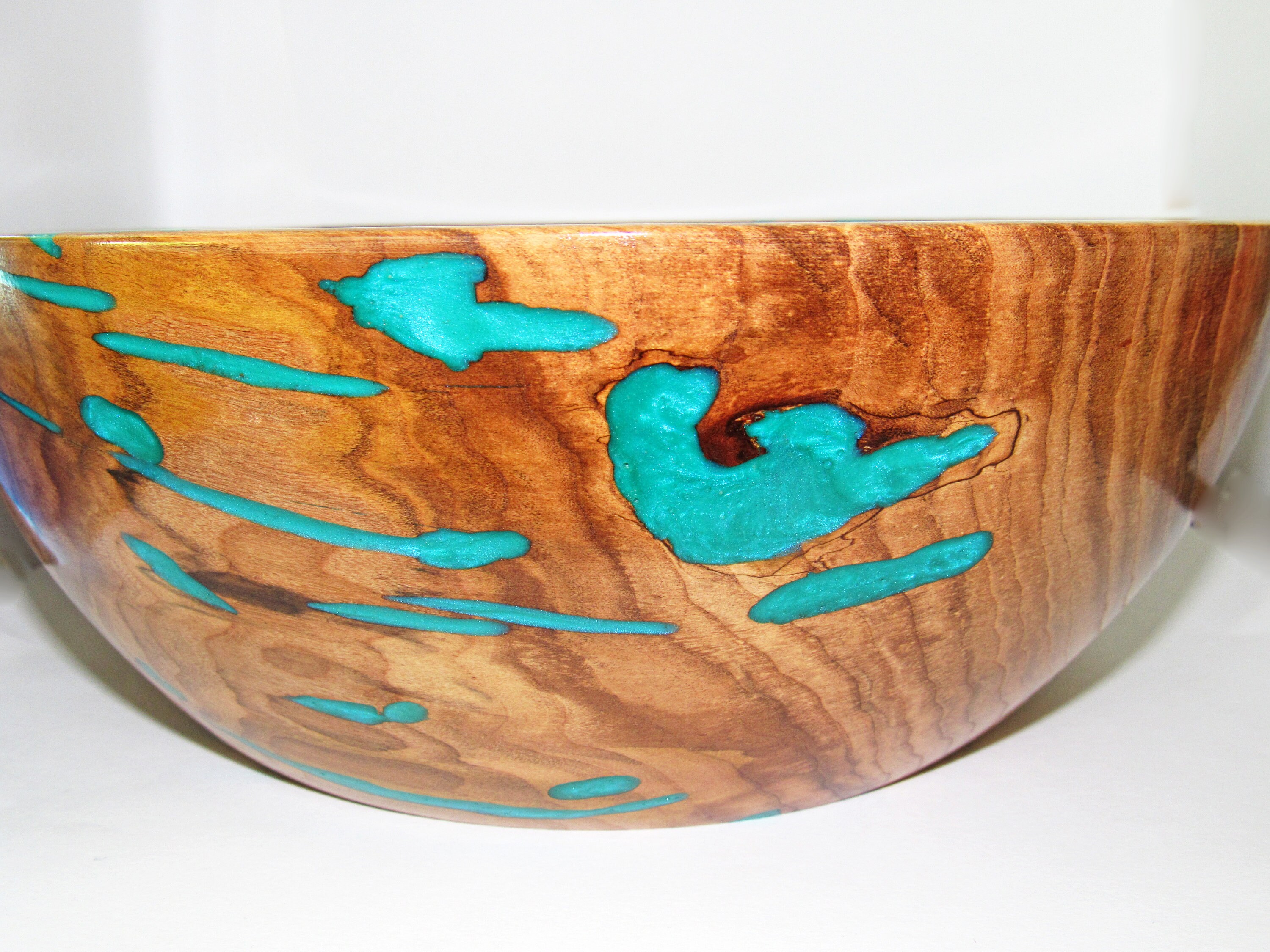 Turquoise blue resin inlaid Wood bowl epoxy resin art bowls Etsy