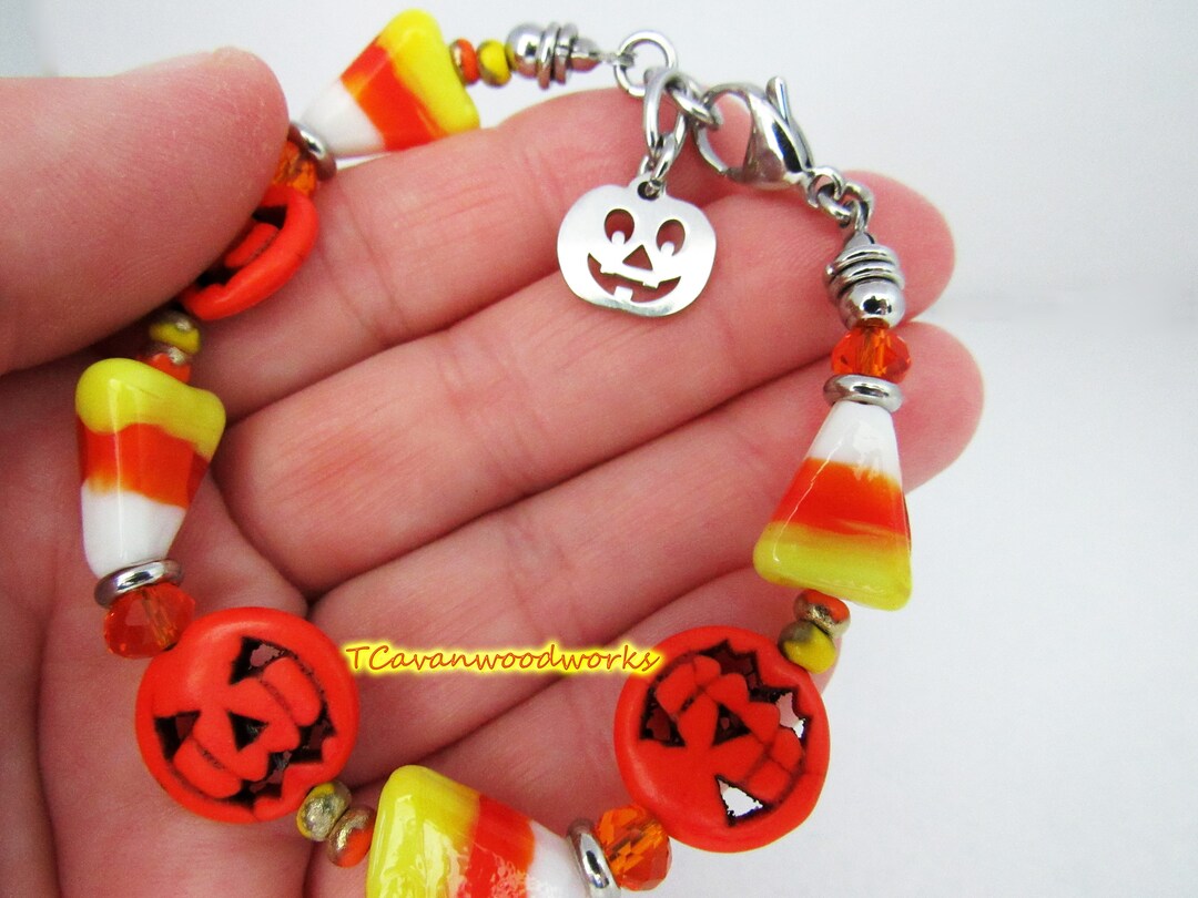 Candy Corn Bracelet Jackolantern Bracelet Stainless Etsy