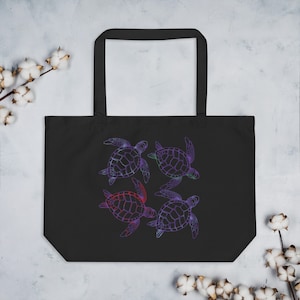 Four Sea Turtles Large organic tote bag