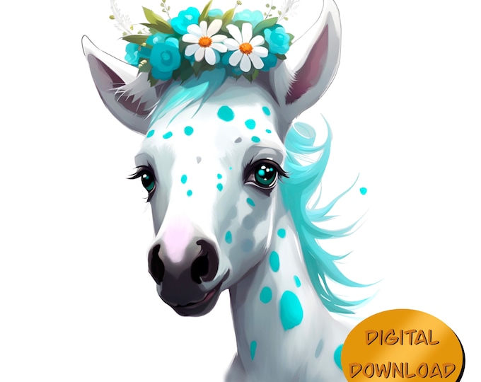 Aqua Spotz ~ Spotted Aqua and White Foal with flower Crown