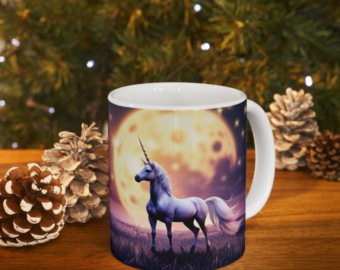Standing Proudly Under the Moon ~ Unicorn Ceramic Mug 11oz
