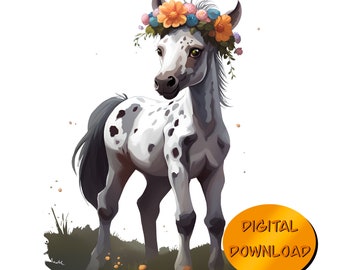 Velvet Blanket - A cute Appaloosa foal with a flower crown