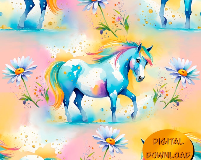 Colorful Trotting Pony 1 - Seamless Pattern