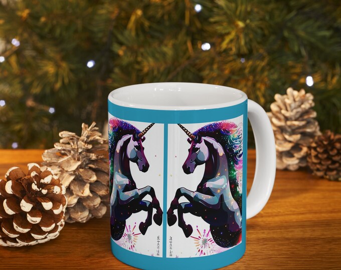 Black Rainbow ~ Unicorn Ceramic Mug 11oz