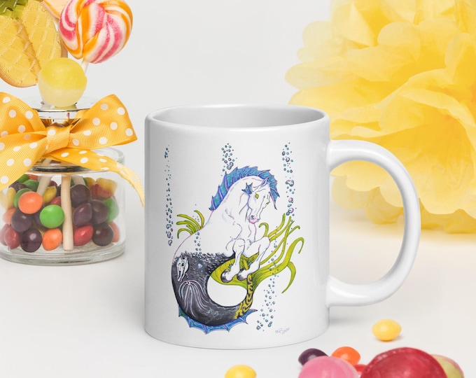 Hippocampus - White glossy mug