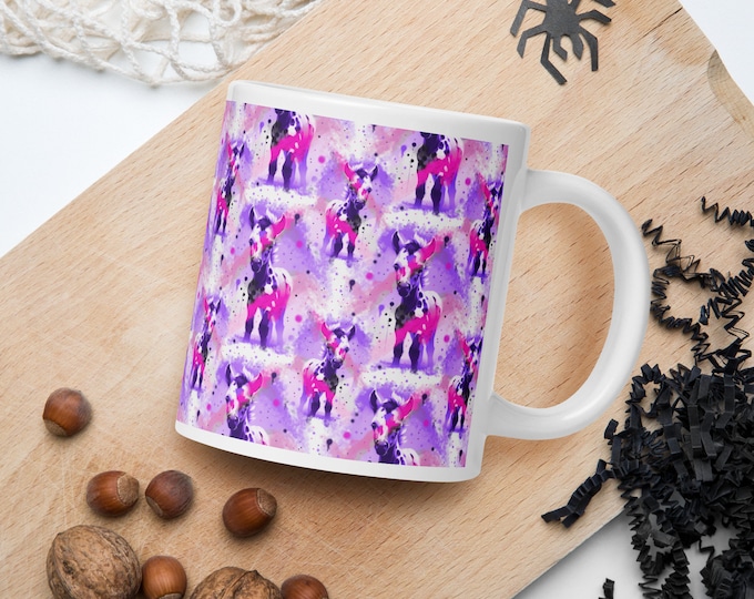 Splattered in Pink White glossy mug