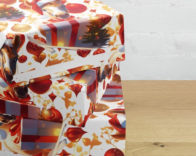 Foal with Santa Hat and Presents Wrapping paper sheets