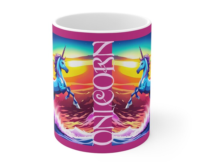 Wave Crasher ~ Unicorn Ceramic Mug 11oz