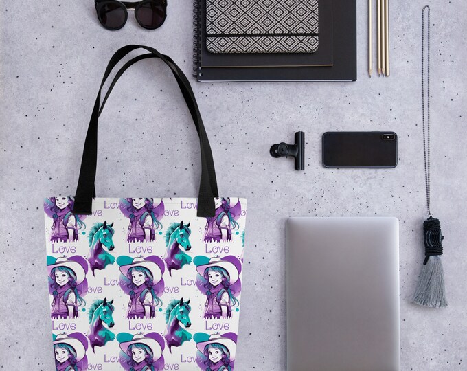 A Cowgirls Love for her Horse Tote bag