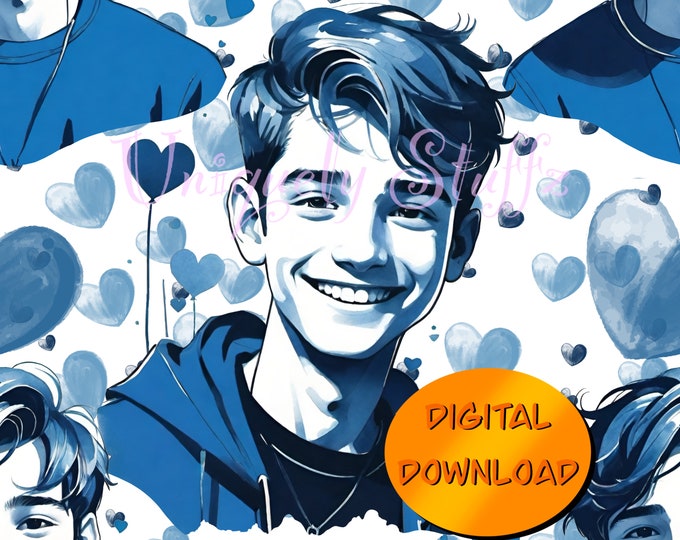 Valentine in Blue ~ Boy Seamless Pattern