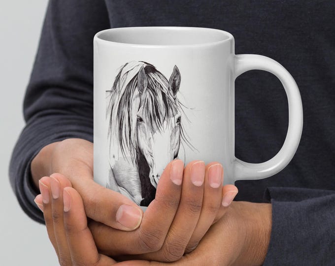 Original Art by Western Reflectionz - Wild Paint - White glossy Horse mug