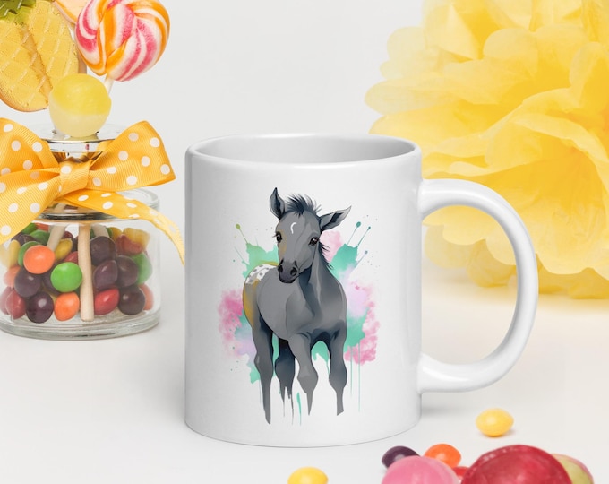 Fanny - An Appaloosa Foal - White glossy mug