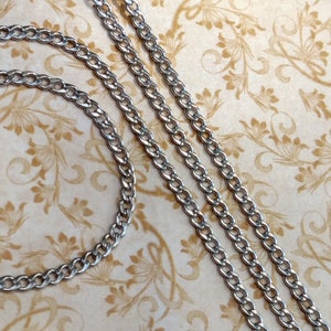 Stainless Steel 2.5 x 4.5 mm small flat curb chain-high quality-marine grade-steampunk-wallet jewelry watch chain burning man Di Vinci-KR126