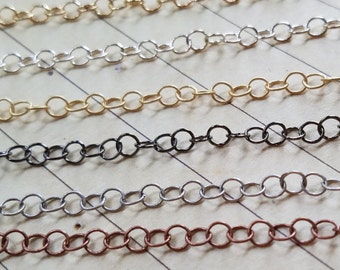 Chain-Cable extension chain 4mm round link-jewelry makers chain-nickel free-by the foot or roll- bulk pricing-costumes-necklace-bracelet-844