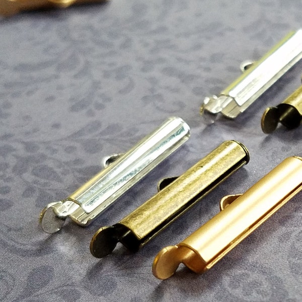 Slide tube end 16mm pack- jewelry makers pipe tube slide end connector bracelet earrings high quality loom woven  wholesale bulk Kiowa Rose