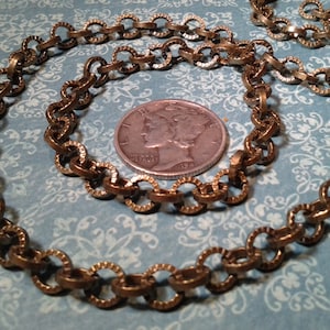 decorative rolo chain- 5mm textured square cut Rolo Chain -high quality- nickle free-Hypoallergenic- KR833ROLL
