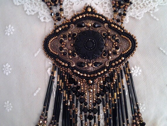 Items similar to Grand bead work embroidery Art Nouveau Art Deco style ...